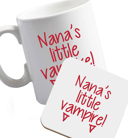10 oz Favourite Type Pan Pancake ceramic mug and coaster set right handed