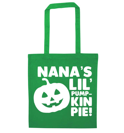 Nana's lil' pumpkin pie green tote bag