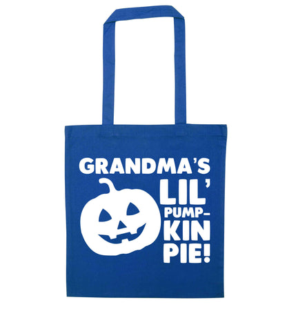 Grandma's lil' pumpkin pie blue tote bag