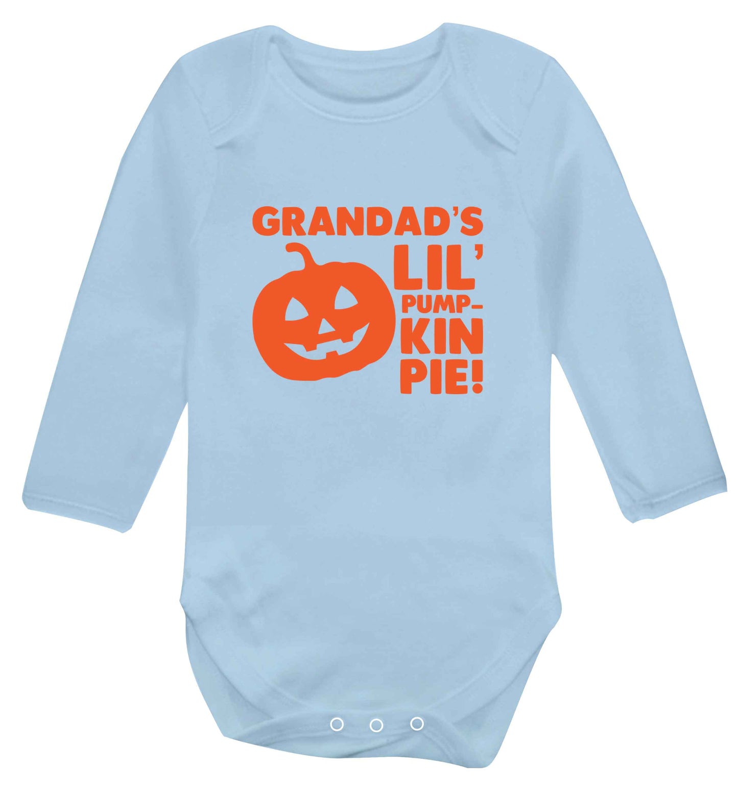 Daddy's lil' pumpkin pie baby vest long sleeved pale blue 6-12 months