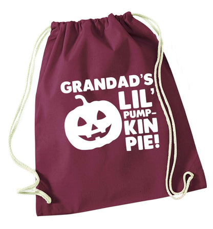 Daddy's lil' pumpkin pie maroon drawstring bag