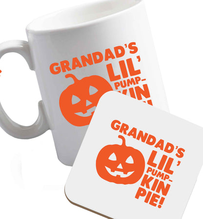 10 oz Favourite Type Pan Pancake ceramic mug and coaster set right handed