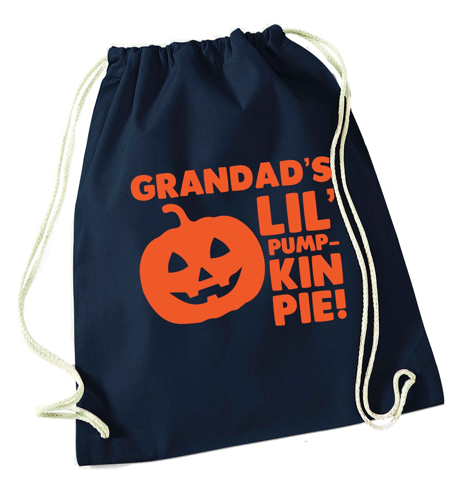 Daddy's lil' pumpkin pie navy drawstring bag