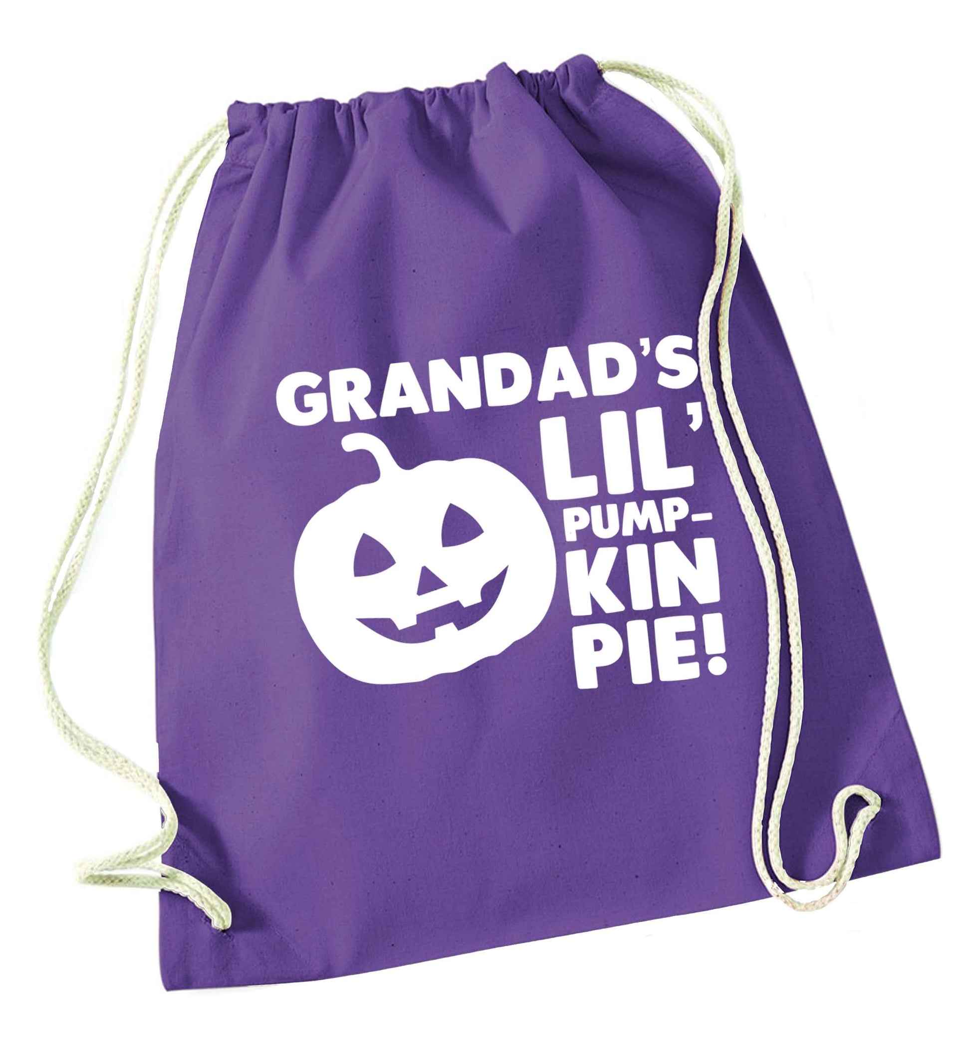 Daddy's lil' pumpkin pie purple drawstring bag