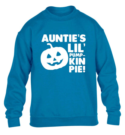 Auntie's lil' pumpkin pie children's blue sweater 12-13 Years