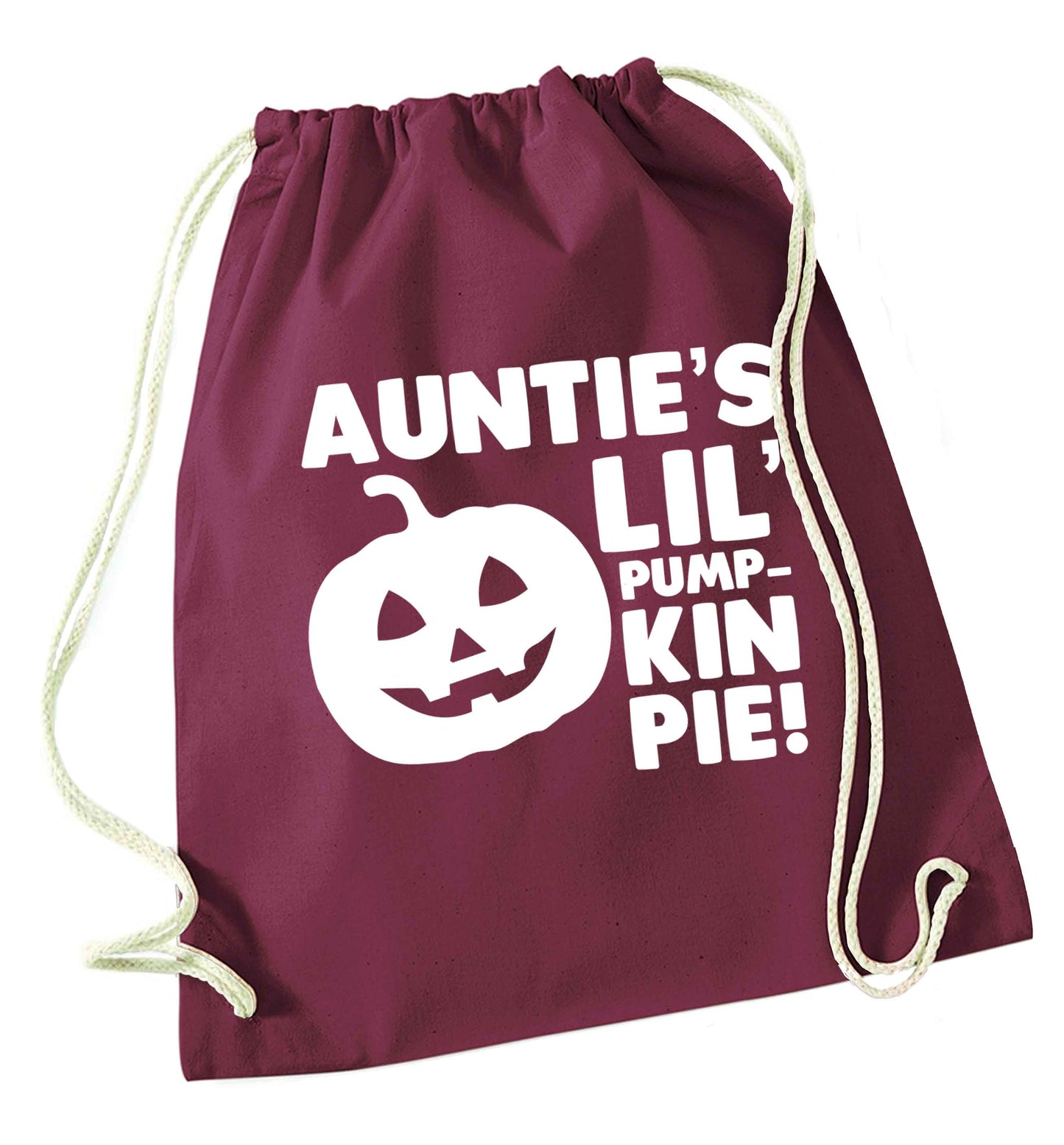 Auntie's lil' pumpkin pie maroon drawstring bag