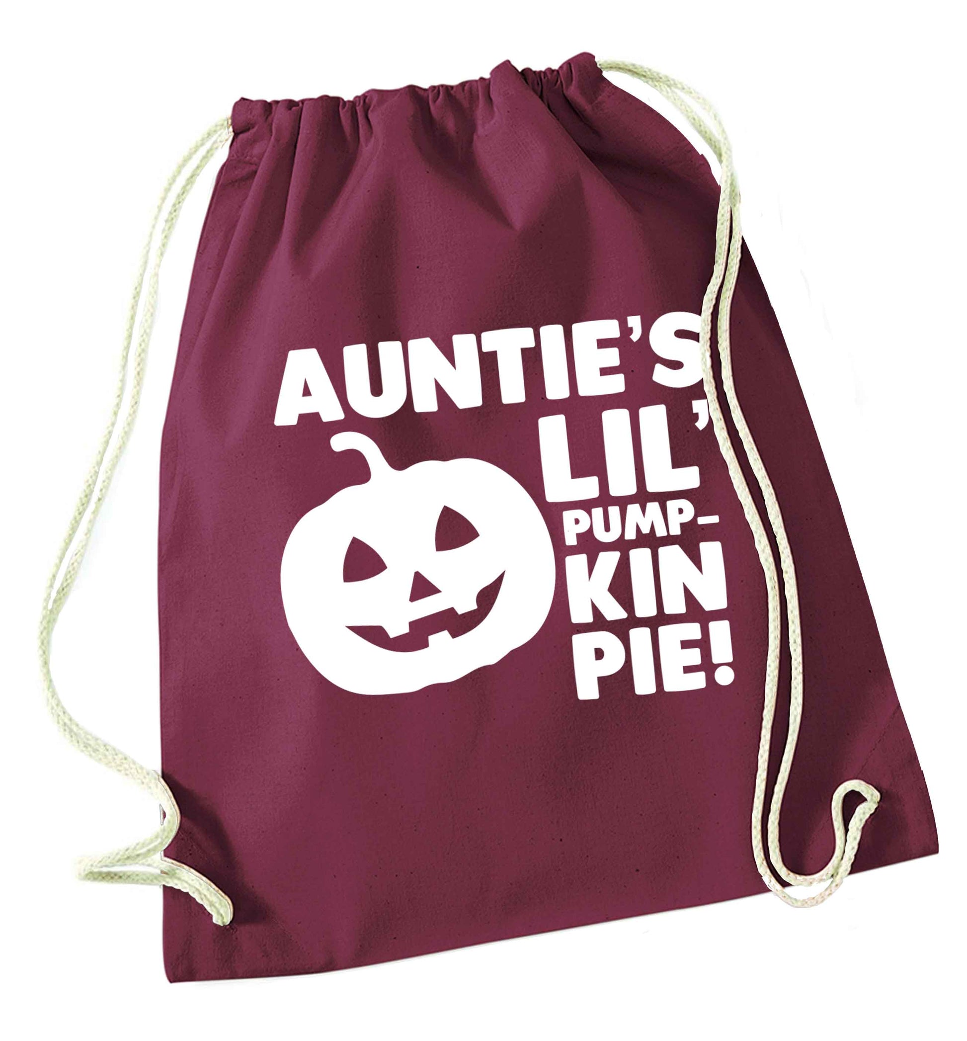 Auntie's lil' pumpkin pie maroon drawstring bag