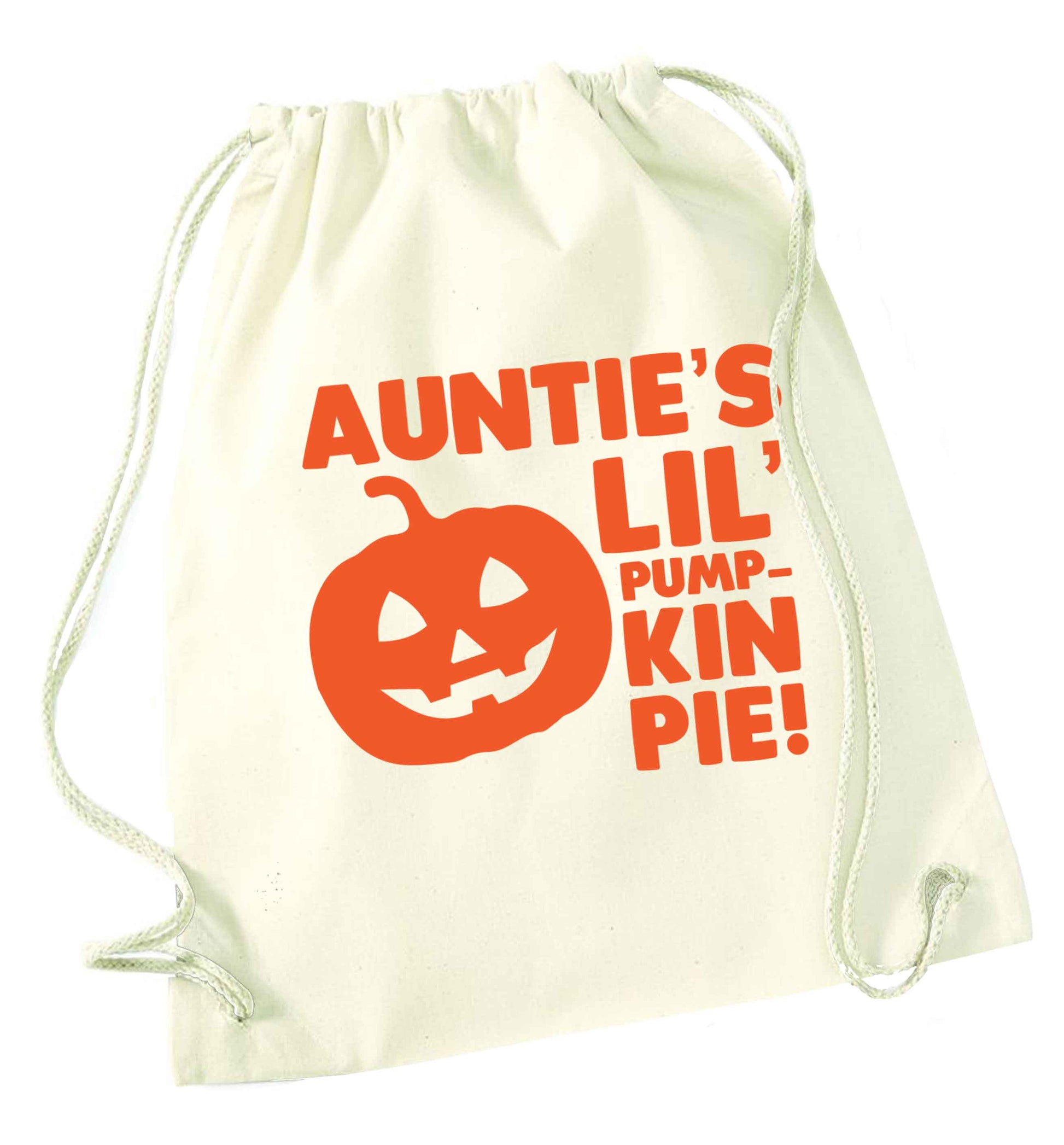 Auntie's lil' pumpkin pie natural drawstring bag