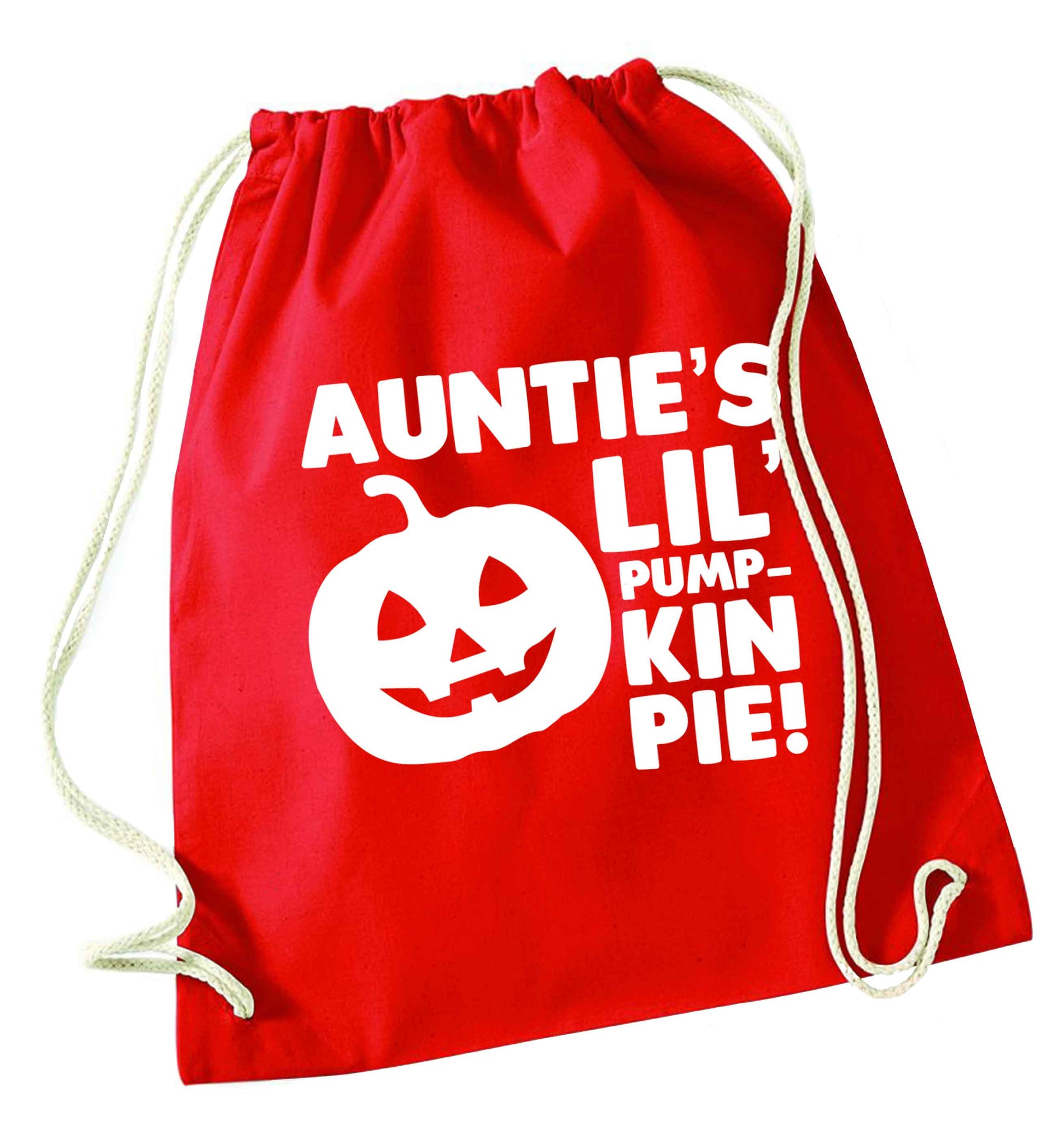 Auntie's lil' pumpkin pie red drawstring bag 