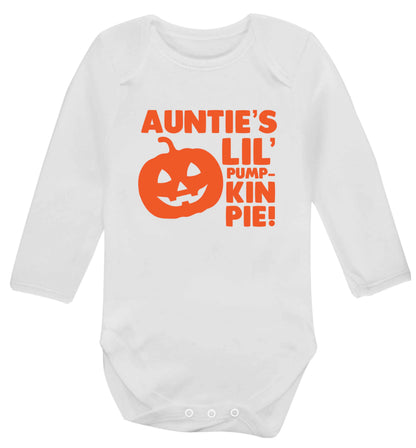 Auntie's lil' pumpkin pie baby vest long sleeved white 6-12 months