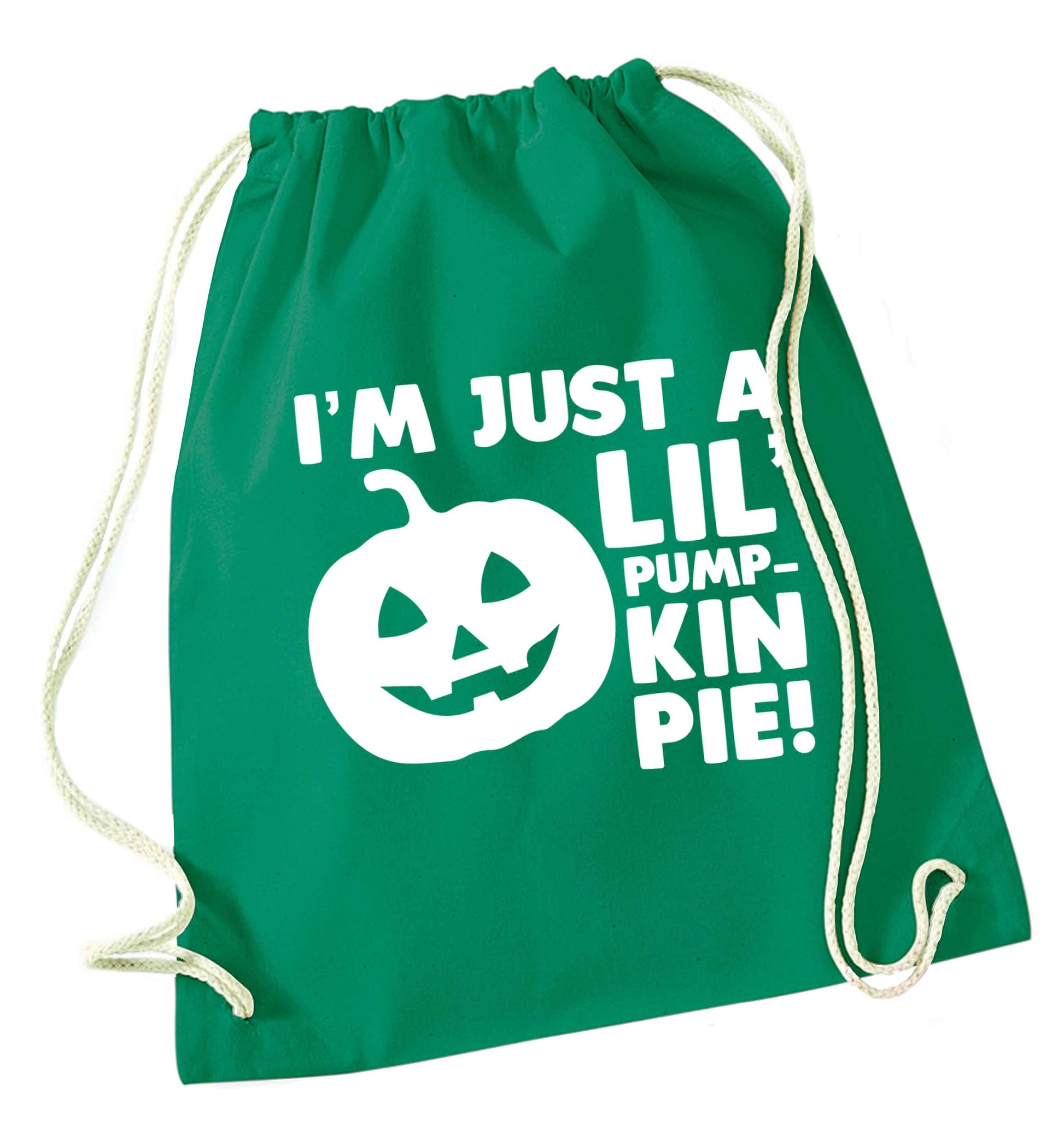 I'm just a lil' pumpkin pie green drawstring bag