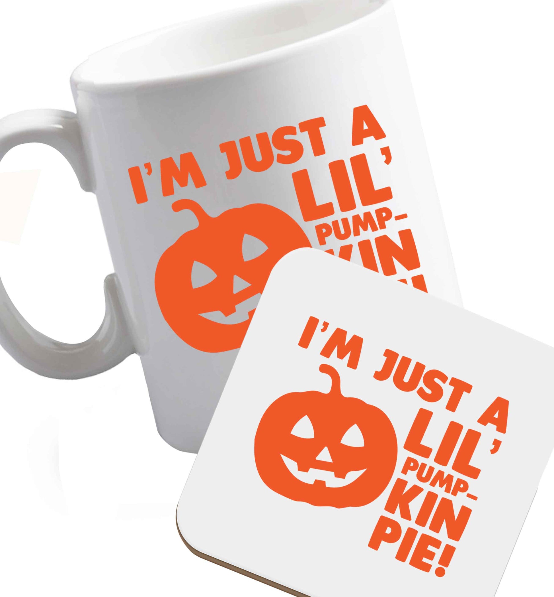 10 oz Favourite Type Pan Pancake ceramic mug and coaster set right handed