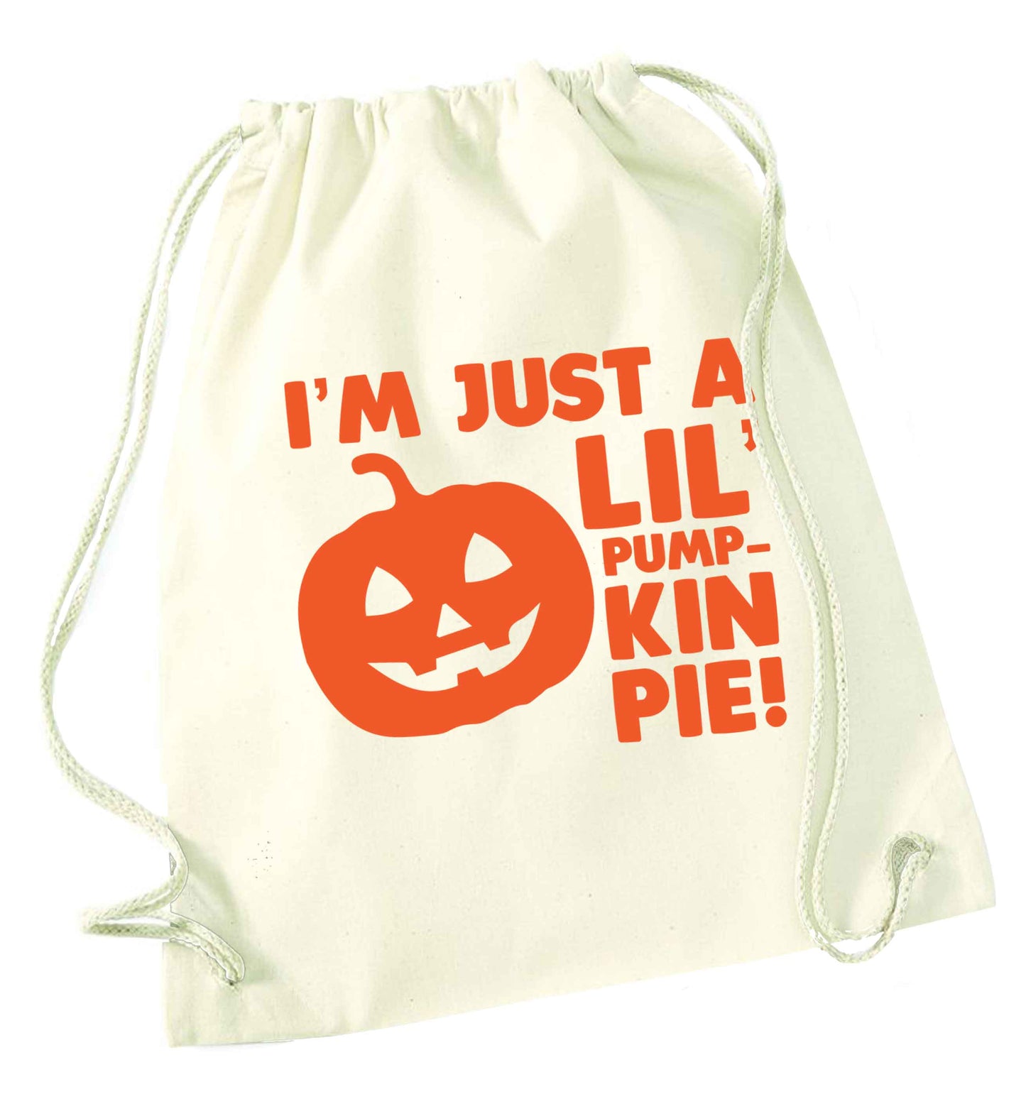 I'm just a lil' pumpkin pie natural drawstring bag