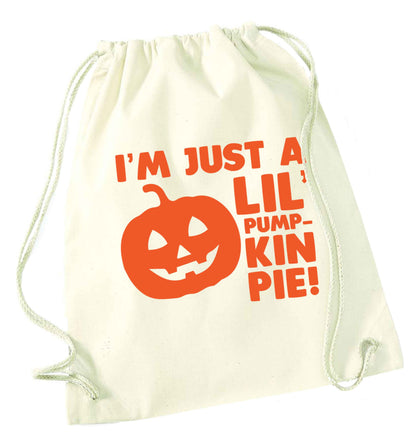 I'm just a lil' pumpkin pie natural drawstring bag