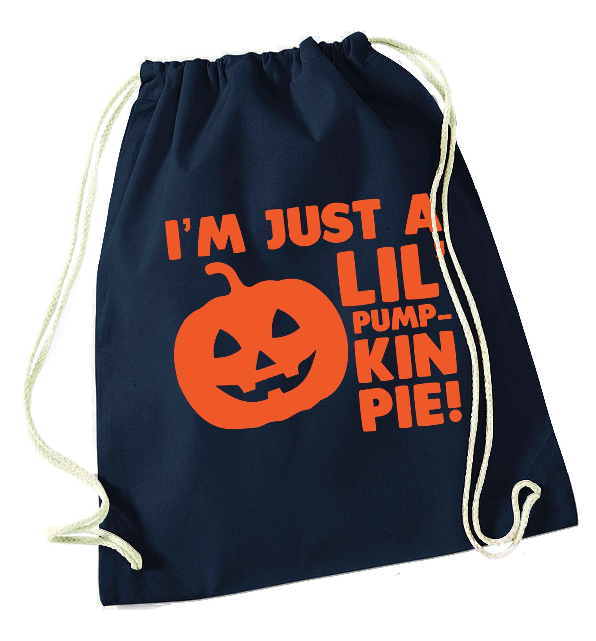 I'm just a lil' pumpkin pie navy drawstring bag
