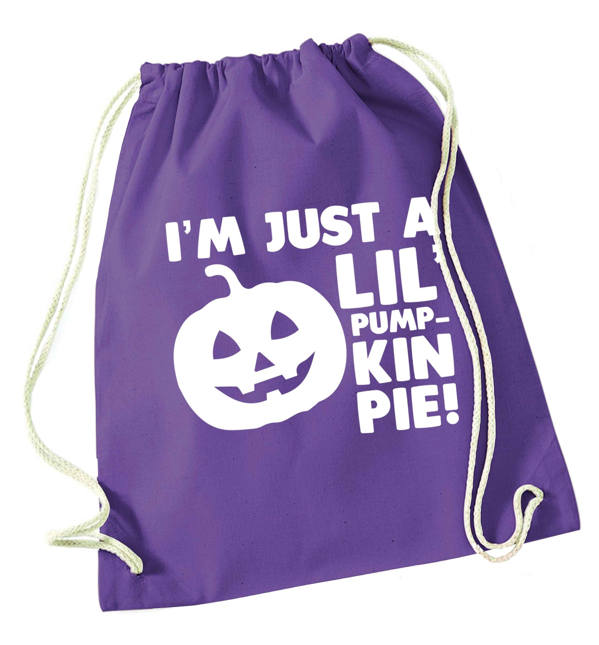 I'm just a lil' pumpkin pie purple drawstring bag