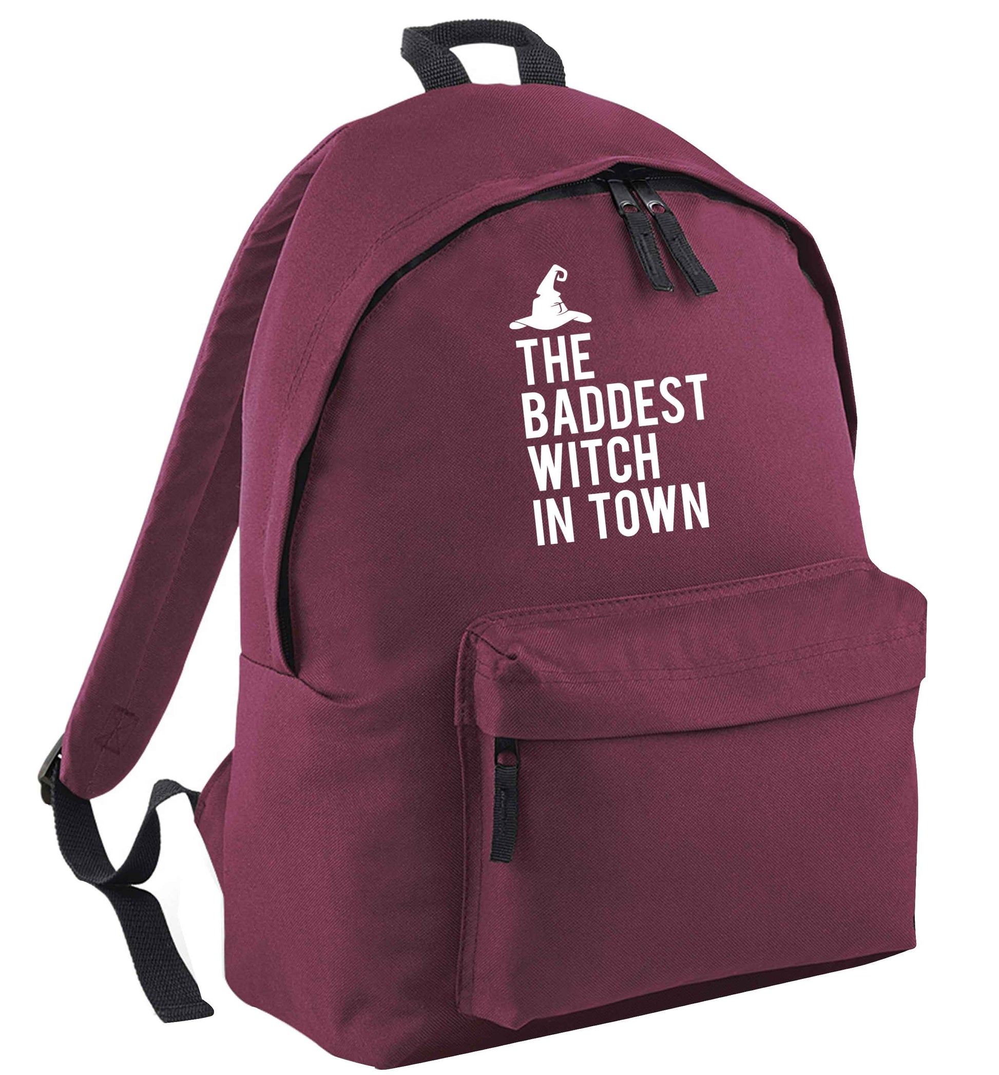 Badest witch in town maroon adults backpack