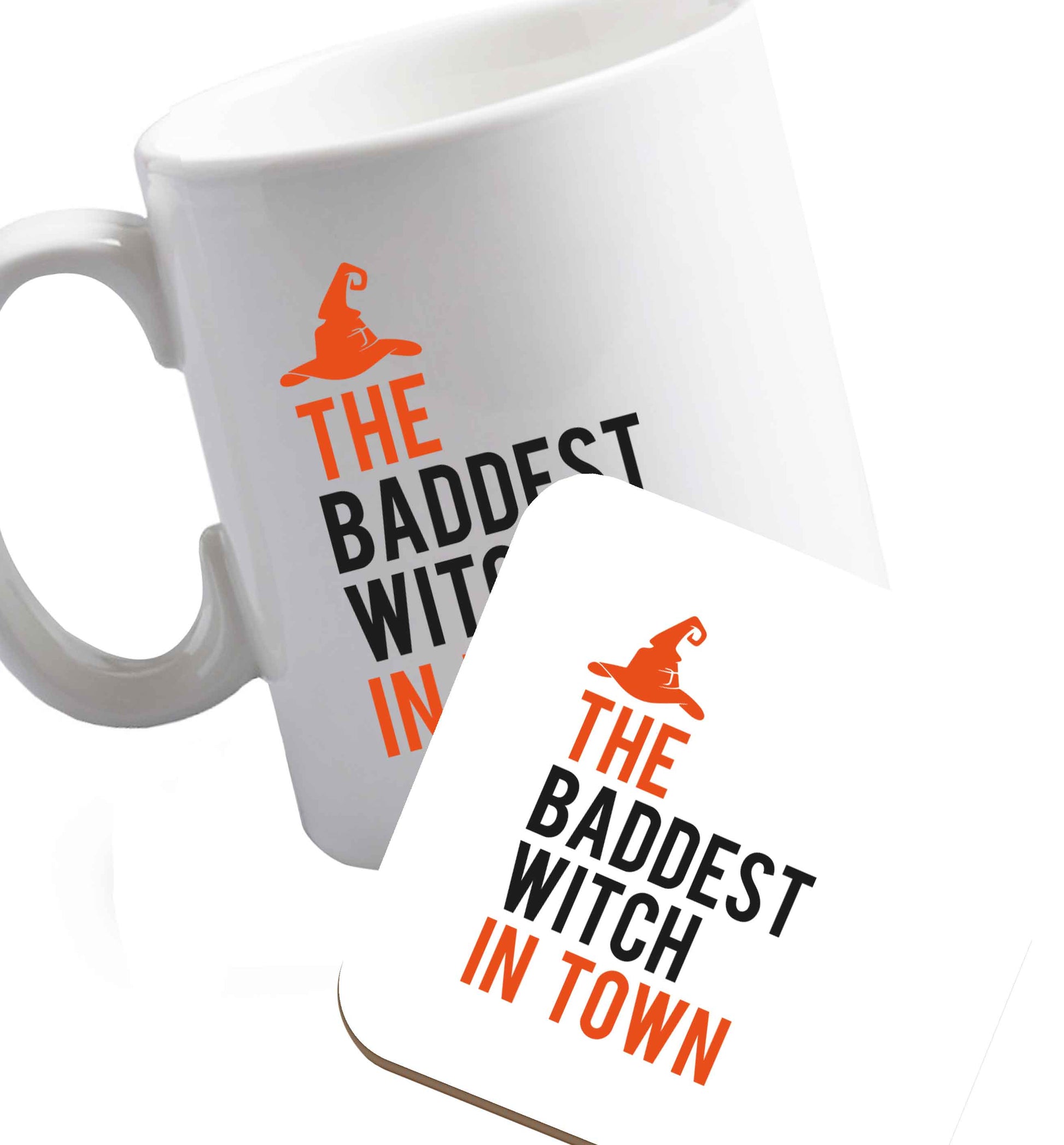 10 oz Favourite Type Pan Pancake ceramic mug and coaster set right handed