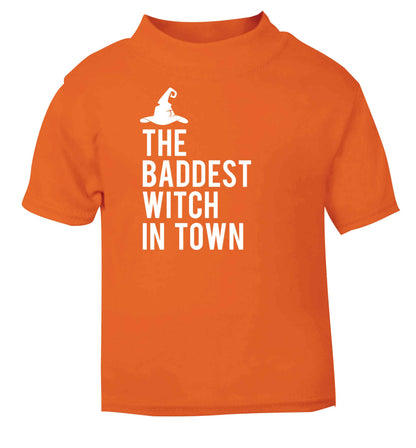 Badest witch in town orange baby toddler Tshirt 2 Years