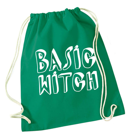 Basic witch green drawstring bag