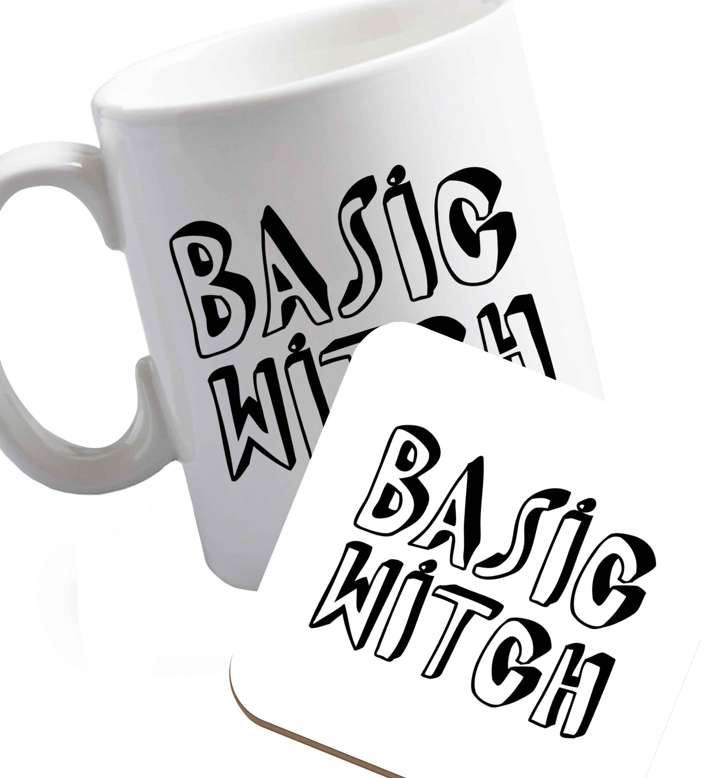 10 oz Favourite Type Pan Pancake ceramic mug and coaster set right handed