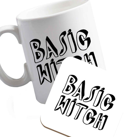 10 oz Favourite Type Pan Pancake ceramic mug and coaster set right handed