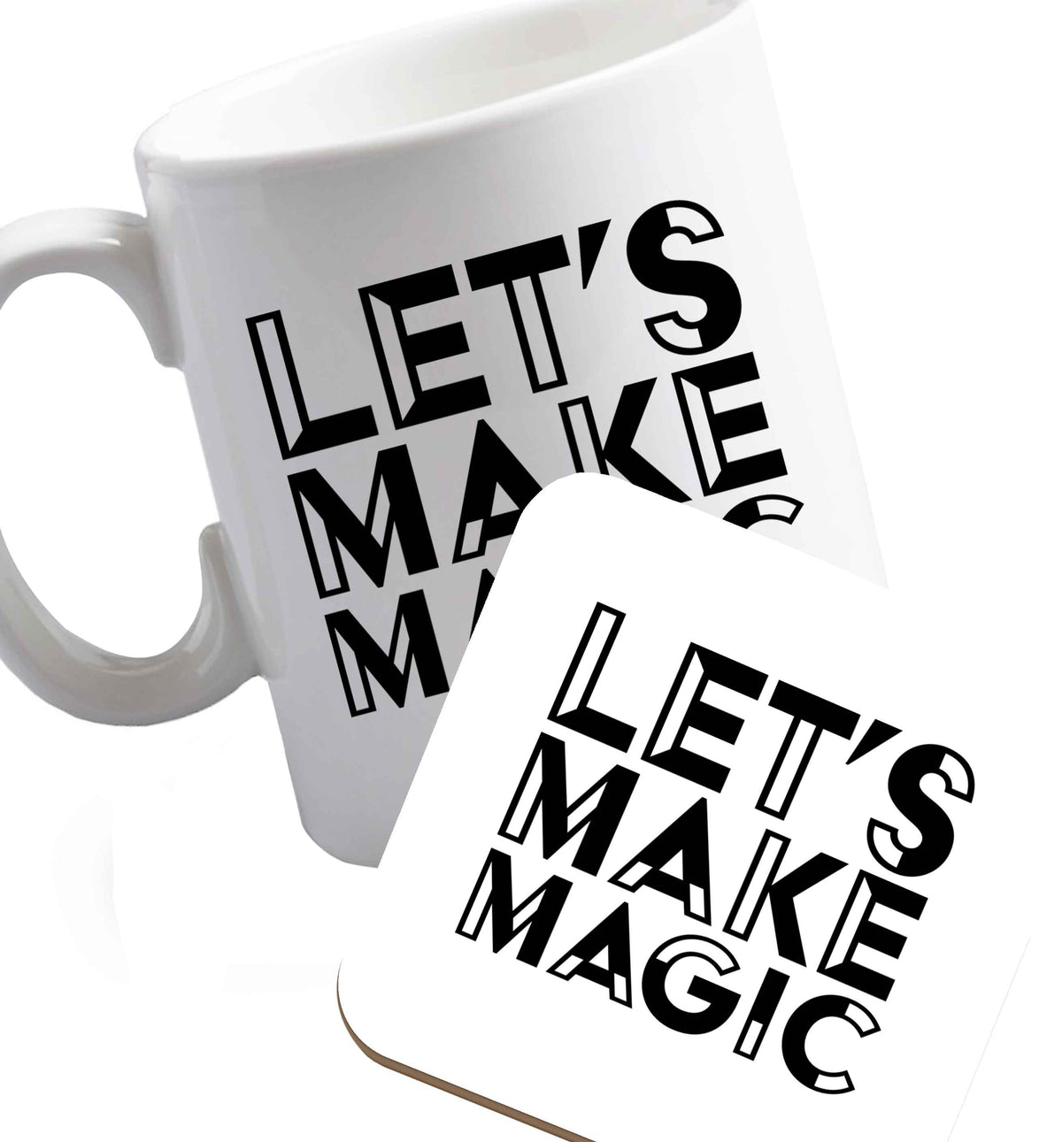 10 oz Favourite Type Pan Pancake ceramic mug and coaster set right handed