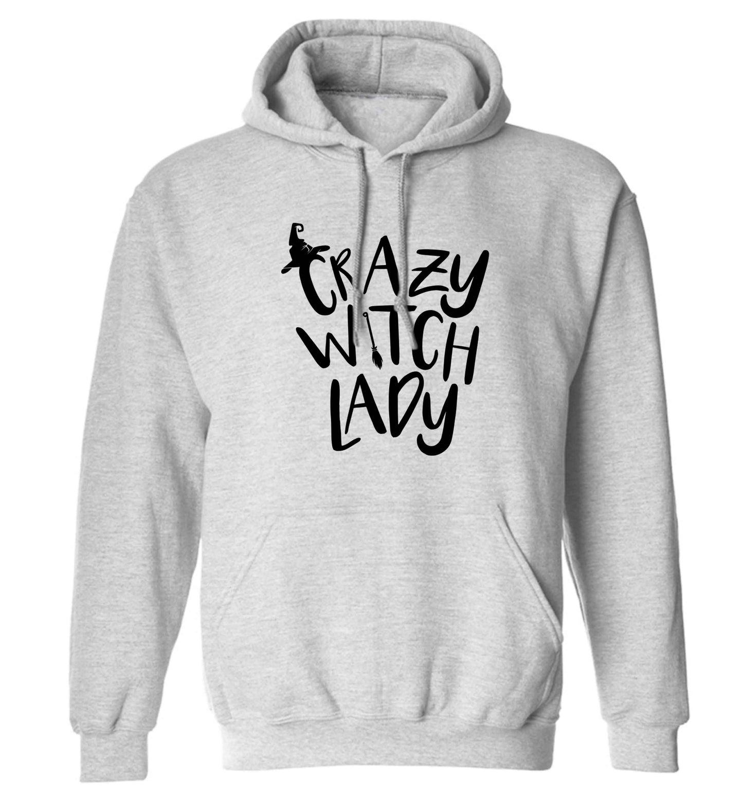 Crazy witch lady adults unisex grey hoodie 2XL