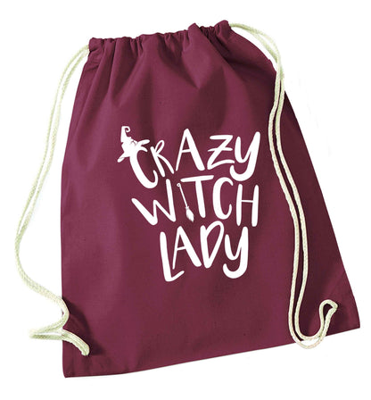 Crazy witch lady maroon drawstring bag