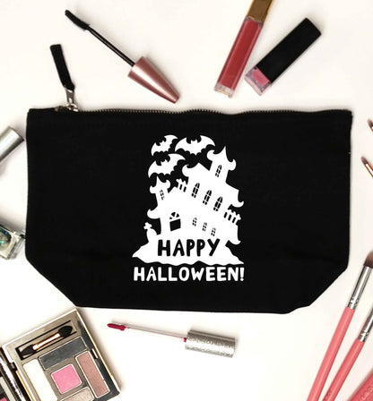 Happy halloween - haunted house black makeup bag