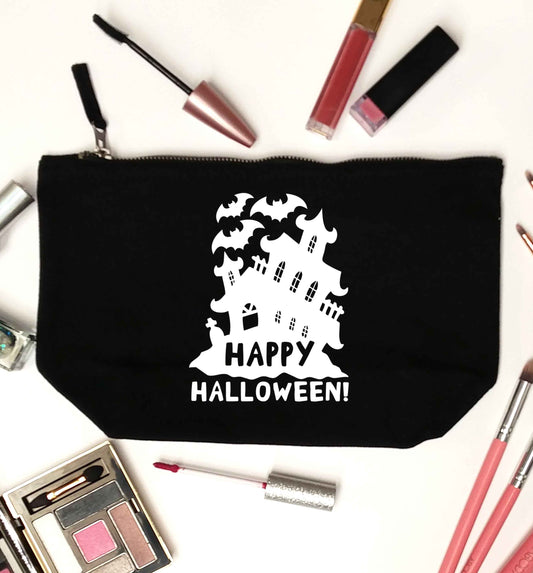 Happy halloween - haunted house black makeup bag