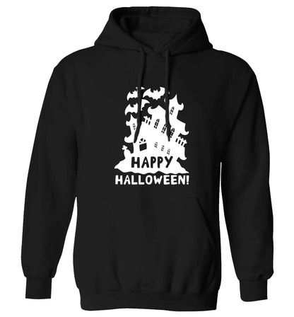 Happy halloween - haunted house adults unisex black hoodie 2XL