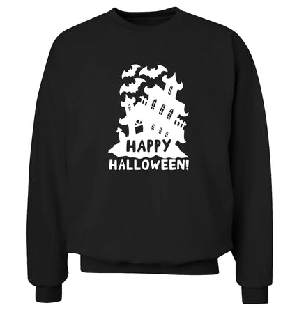 Happy halloween - haunted house adult's unisex black sweater 2XL