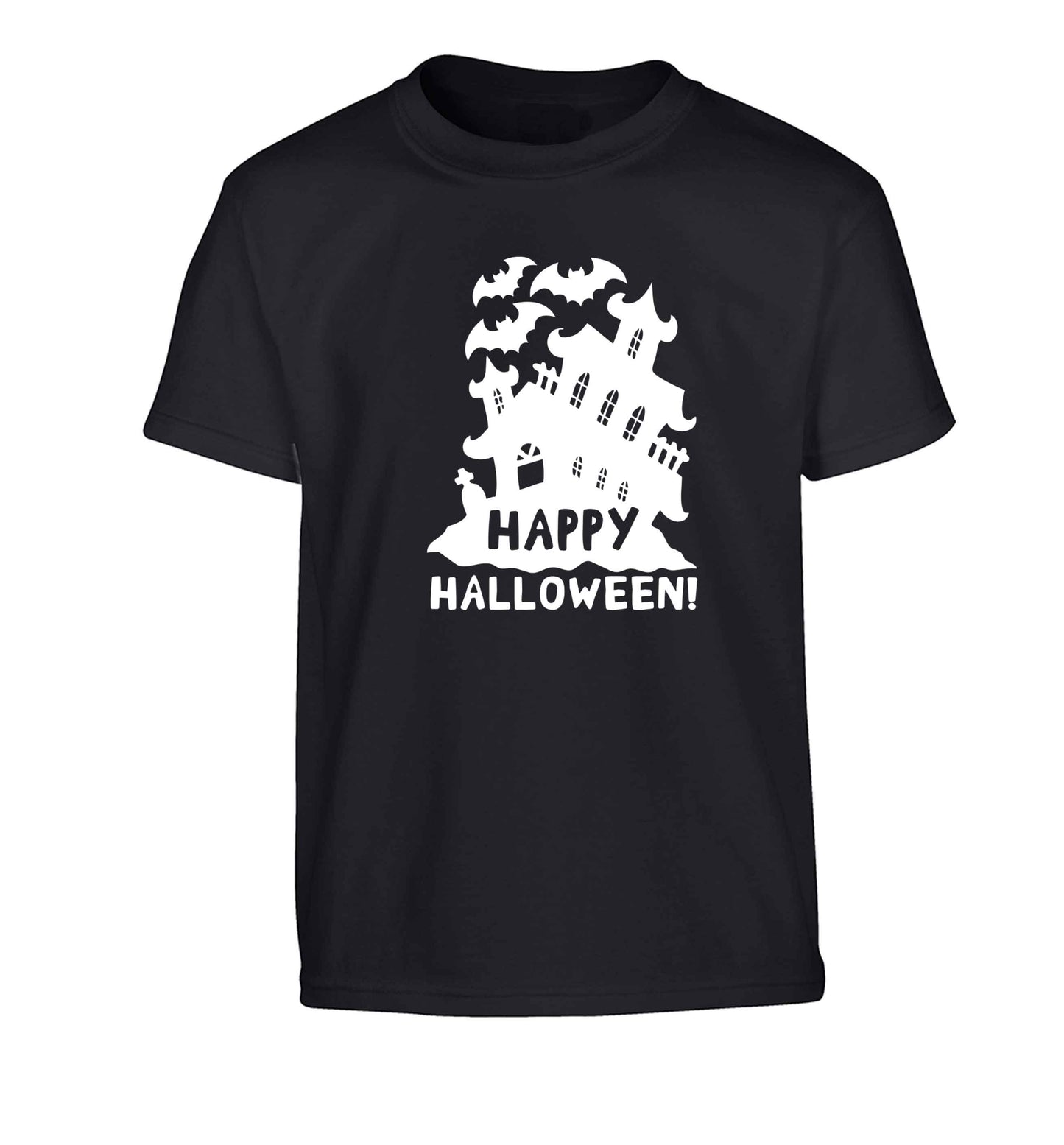Happy halloween - haunted house Children's black Tshirt 12-13 Years