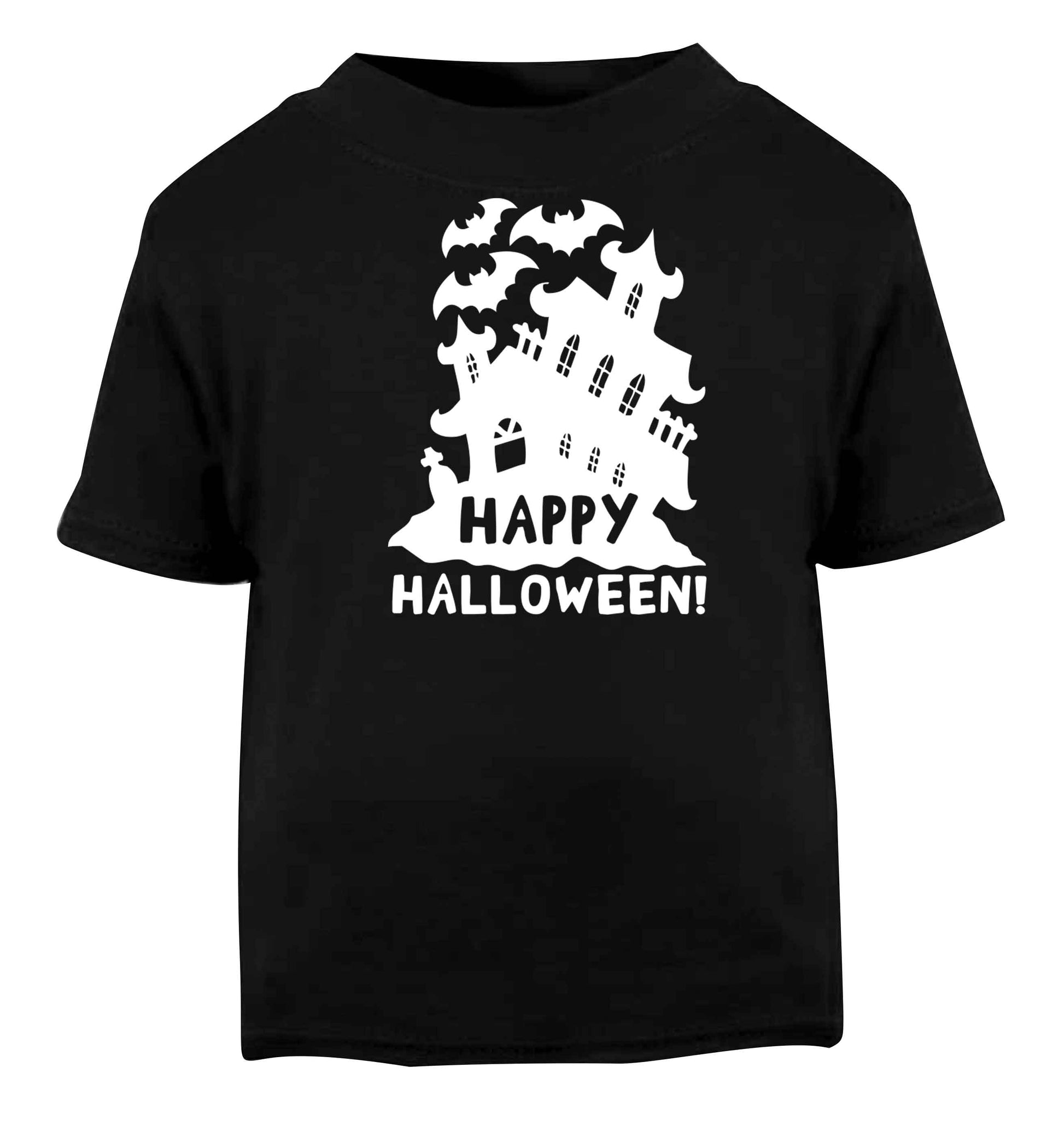 Happy halloween - haunted house Black baby toddler Tshirt 2 years
