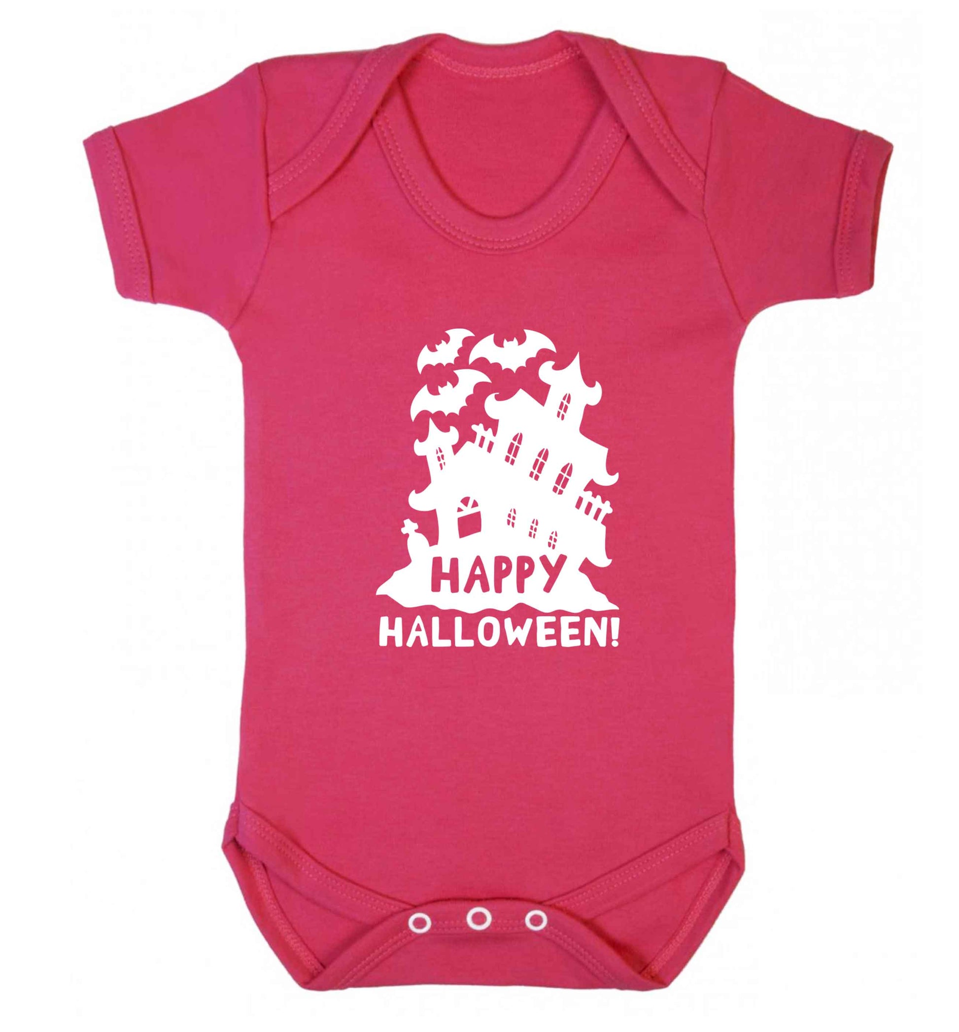 Happy halloween - haunted house baby vest dark pink 18-24 months