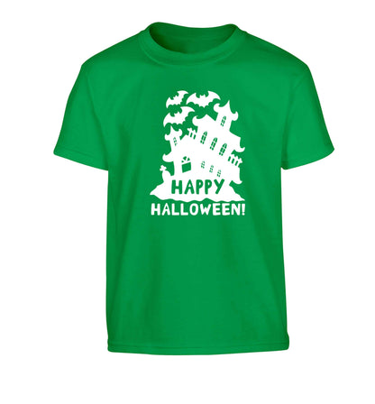 Happy halloween - haunted house Children's green Tshirt 12-13 Years