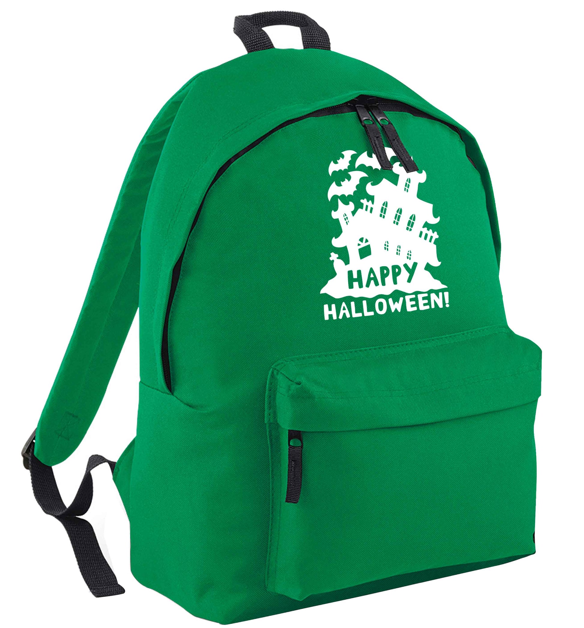 Happy halloween - haunted house green adults backpack