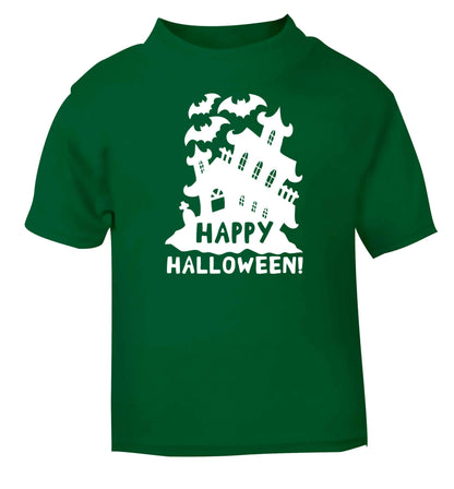 Happy halloween - haunted house green baby toddler Tshirt 2 Years