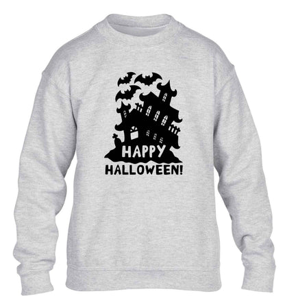 Happy halloween - haunted house children's grey sweater 12-13 Years