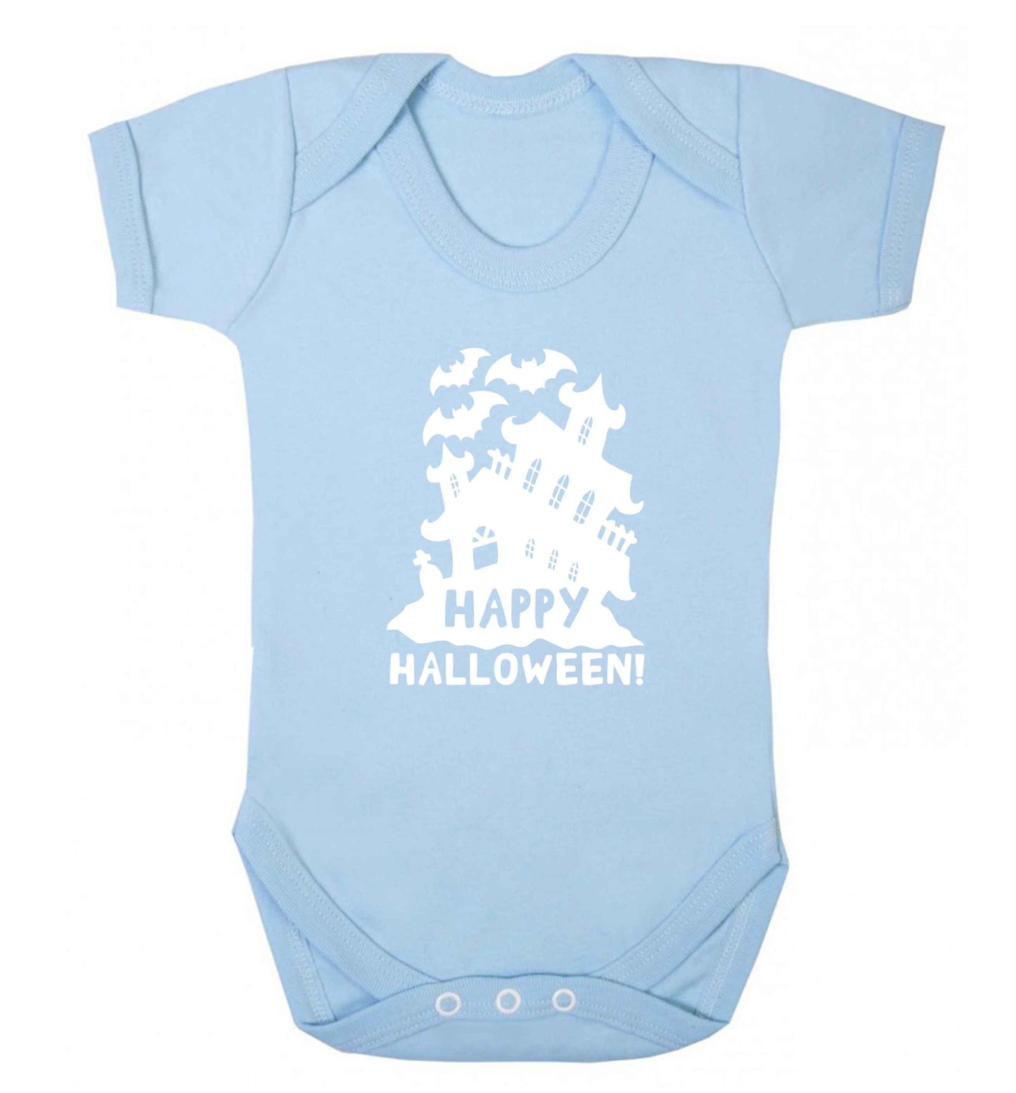 Happy halloween - haunted house baby vest pale blue 18-24 months