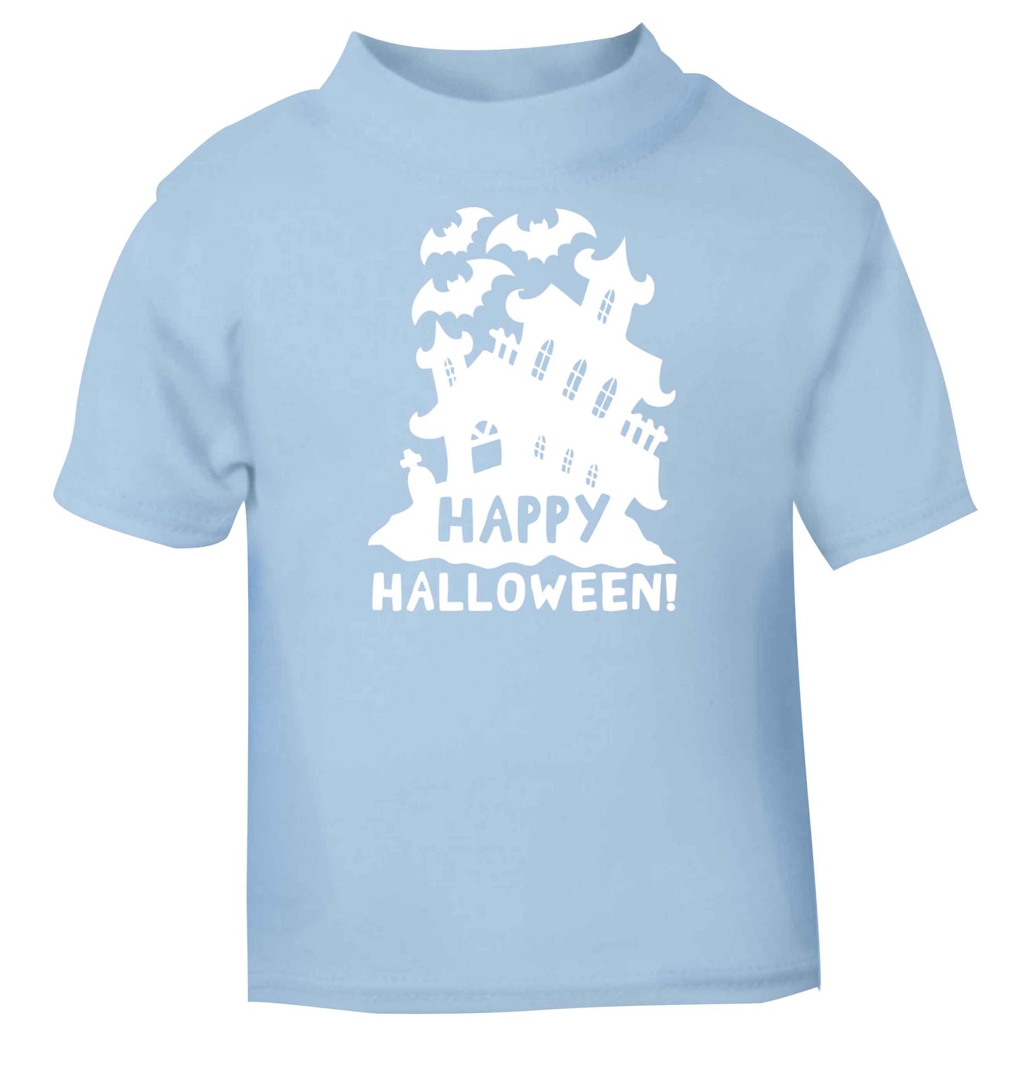 Happy halloween - haunted house light blue baby toddler Tshirt 2 Years