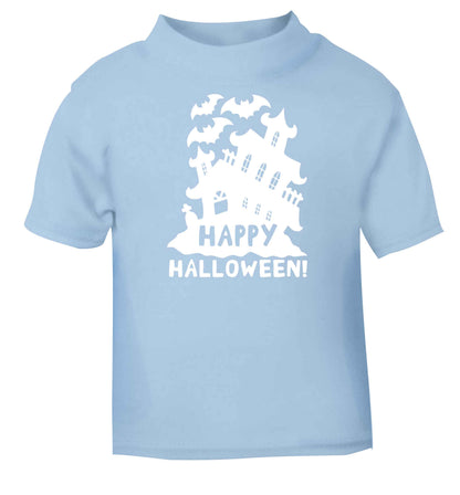 Happy halloween - haunted house light blue baby toddler Tshirt 2 Years