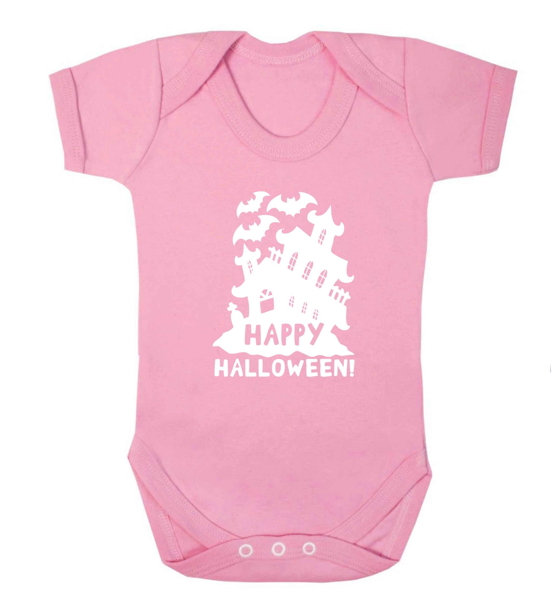 Happy halloween - haunted house baby vest pale pink 18-24 months