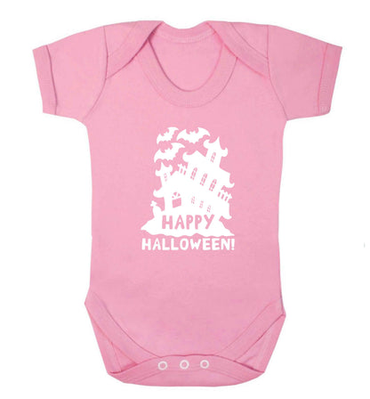 Happy halloween - haunted house baby vest pale pink 18-24 months