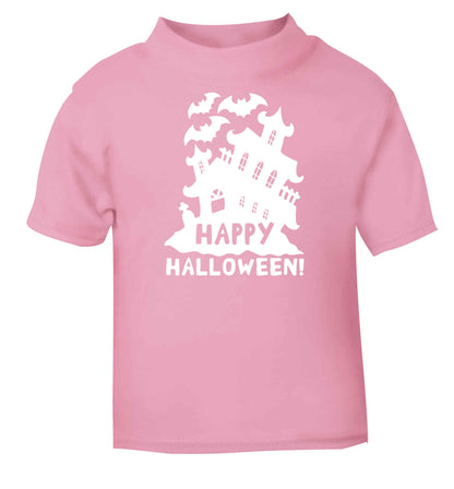Happy halloween - haunted house light pink baby toddler Tshirt 2 Years