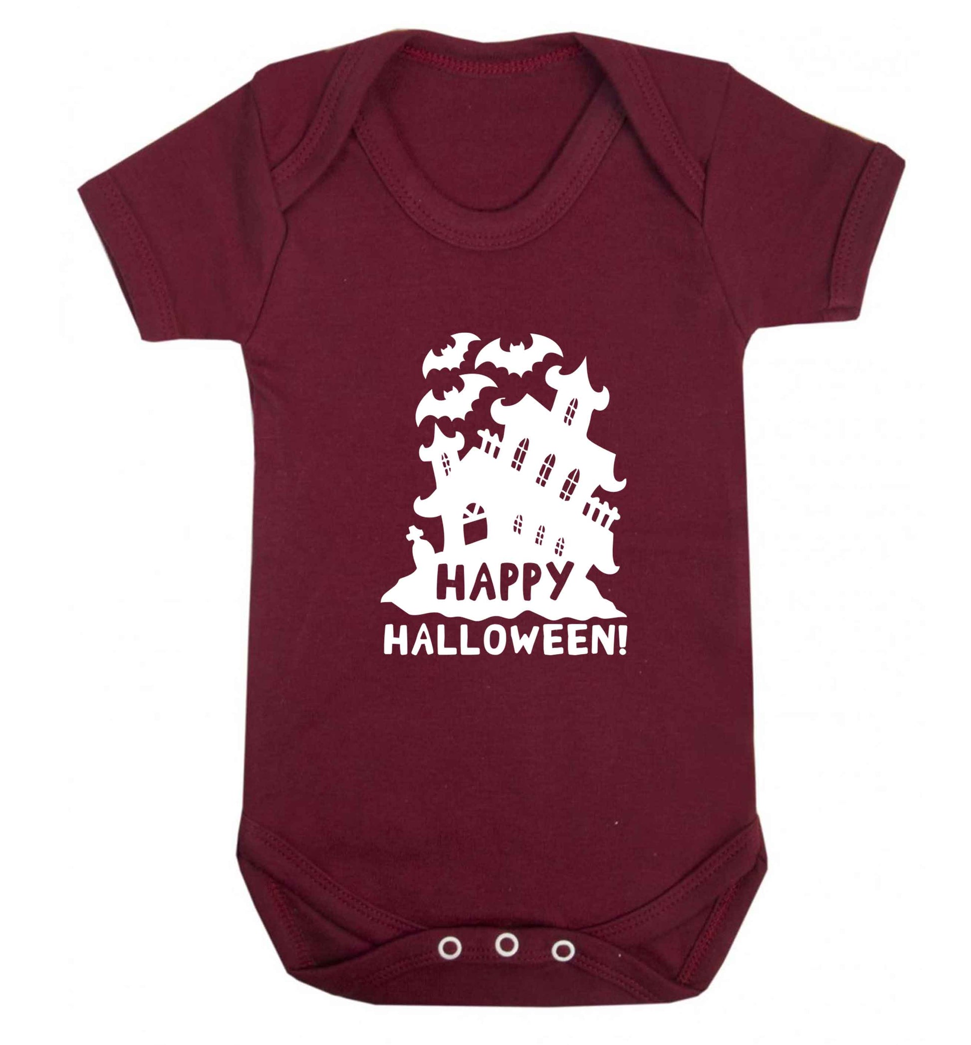 Happy halloween - haunted house baby vest maroon 18-24 months