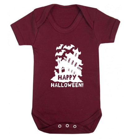 Happy halloween - haunted house baby vest maroon 18-24 months