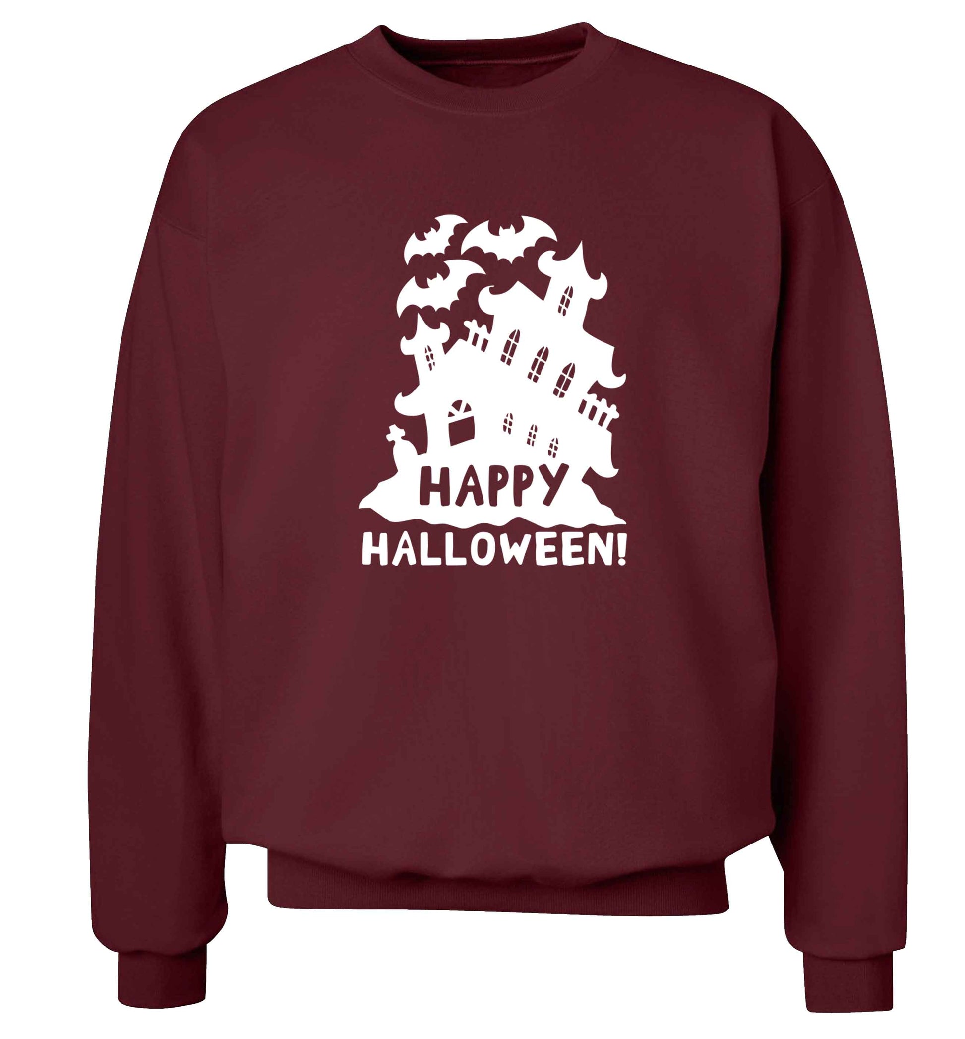 Happy halloween - haunted house adult's unisex maroon sweater 2XL