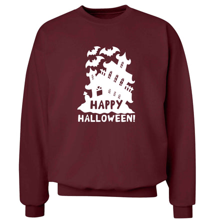 Happy halloween - haunted house adult's unisex maroon sweater 2XL